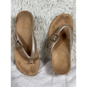 Vionic Polina Wedge Thong Sandals Size 5 Gold Brown TVW4278-1